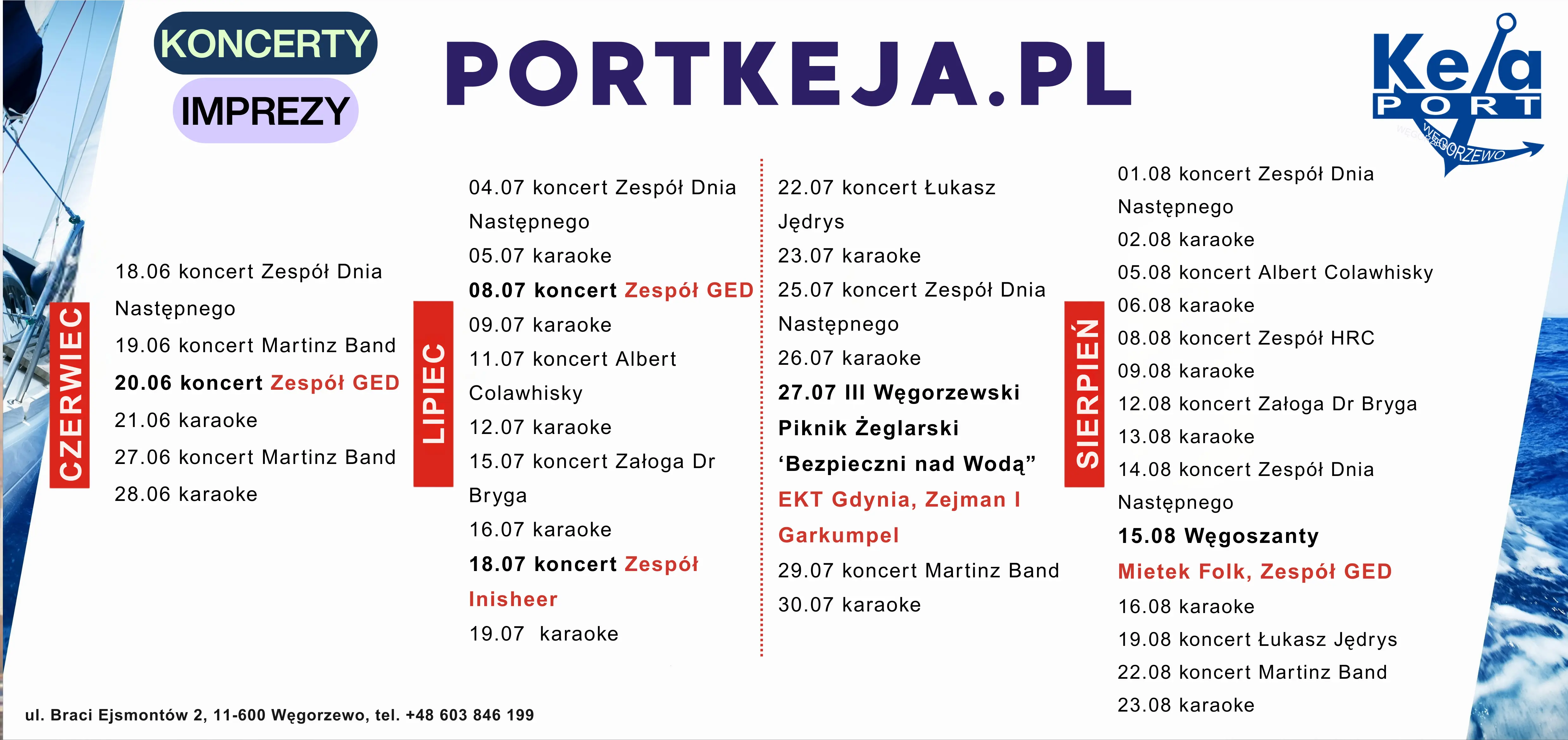 Koncerty 2026 w Porcie Keja na Mazurach